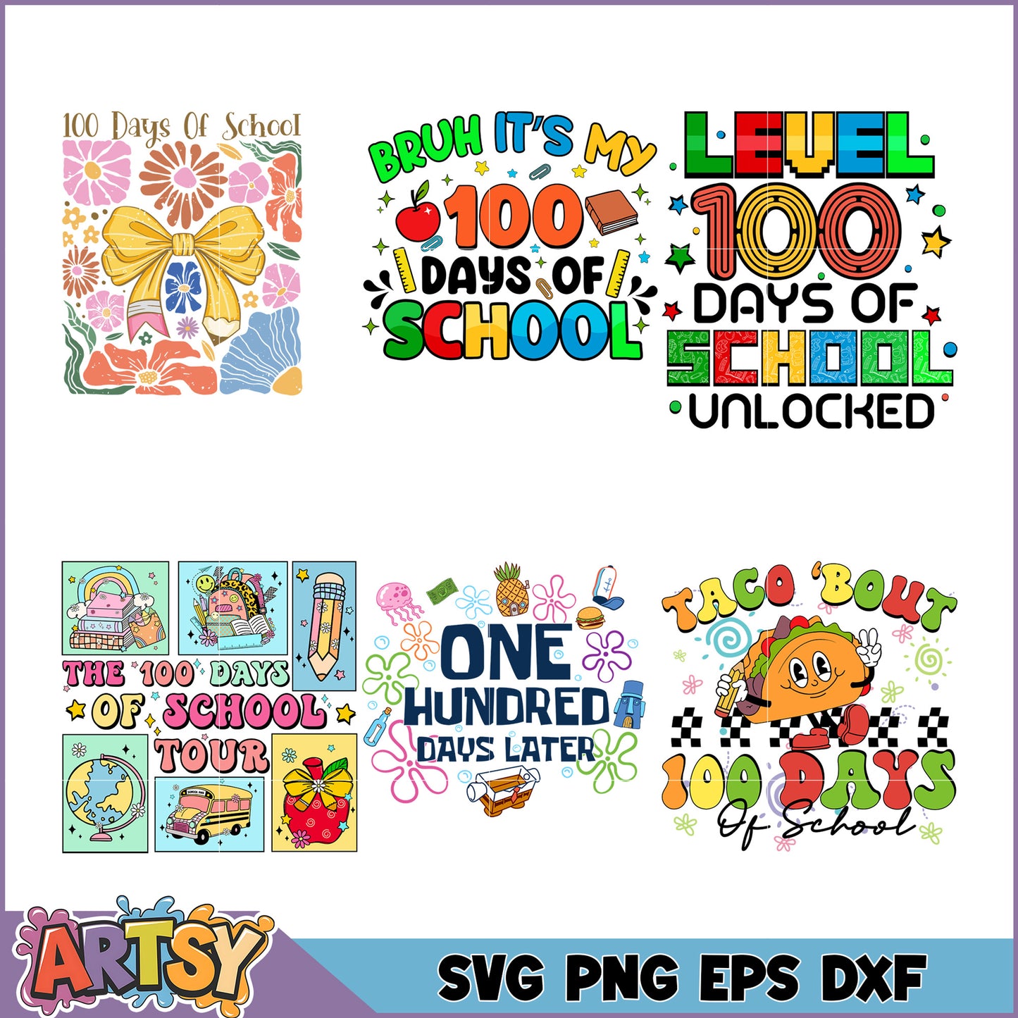 100 Days of School SVG Bundle Cute Designs