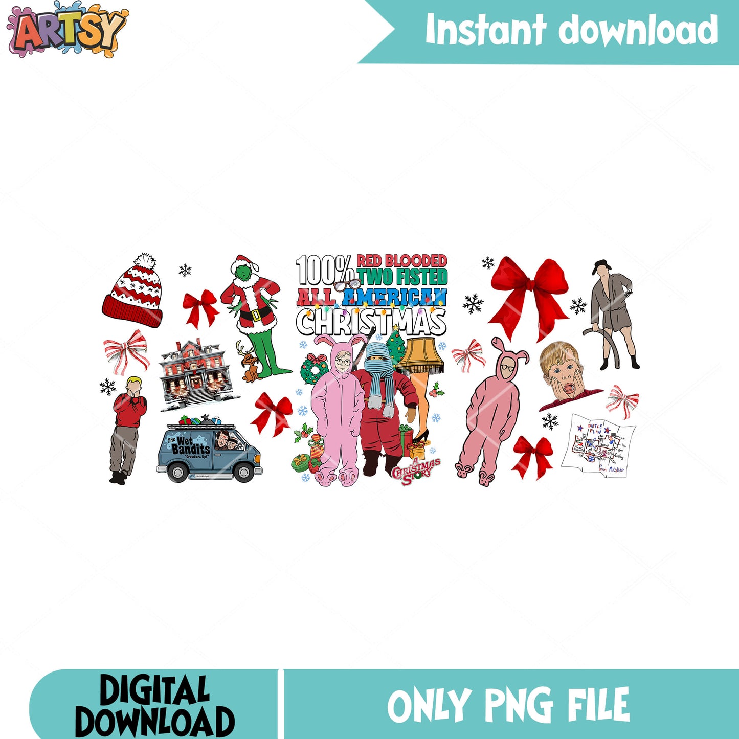 100 red blood two fisted png, christmas movies png, a christmas story png