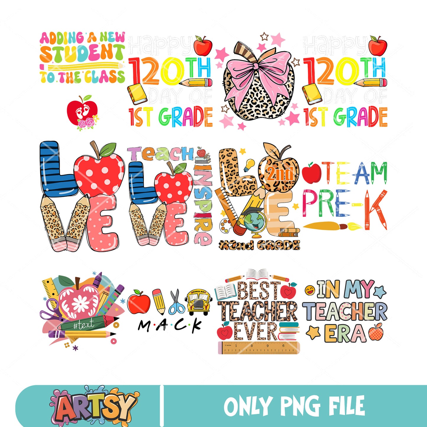 120 days of school png bundle, best teacher png, teacher era png