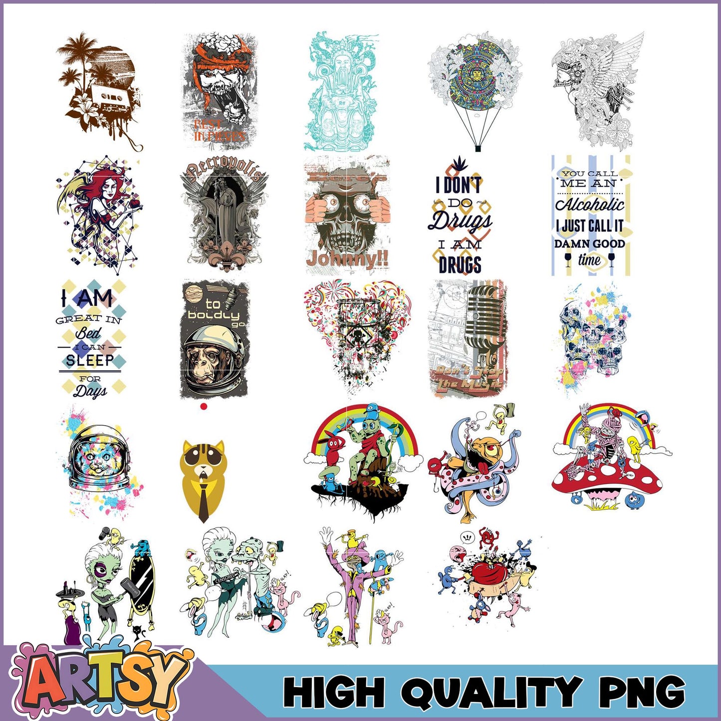 20 High Quality PNG Designs for T-shirts