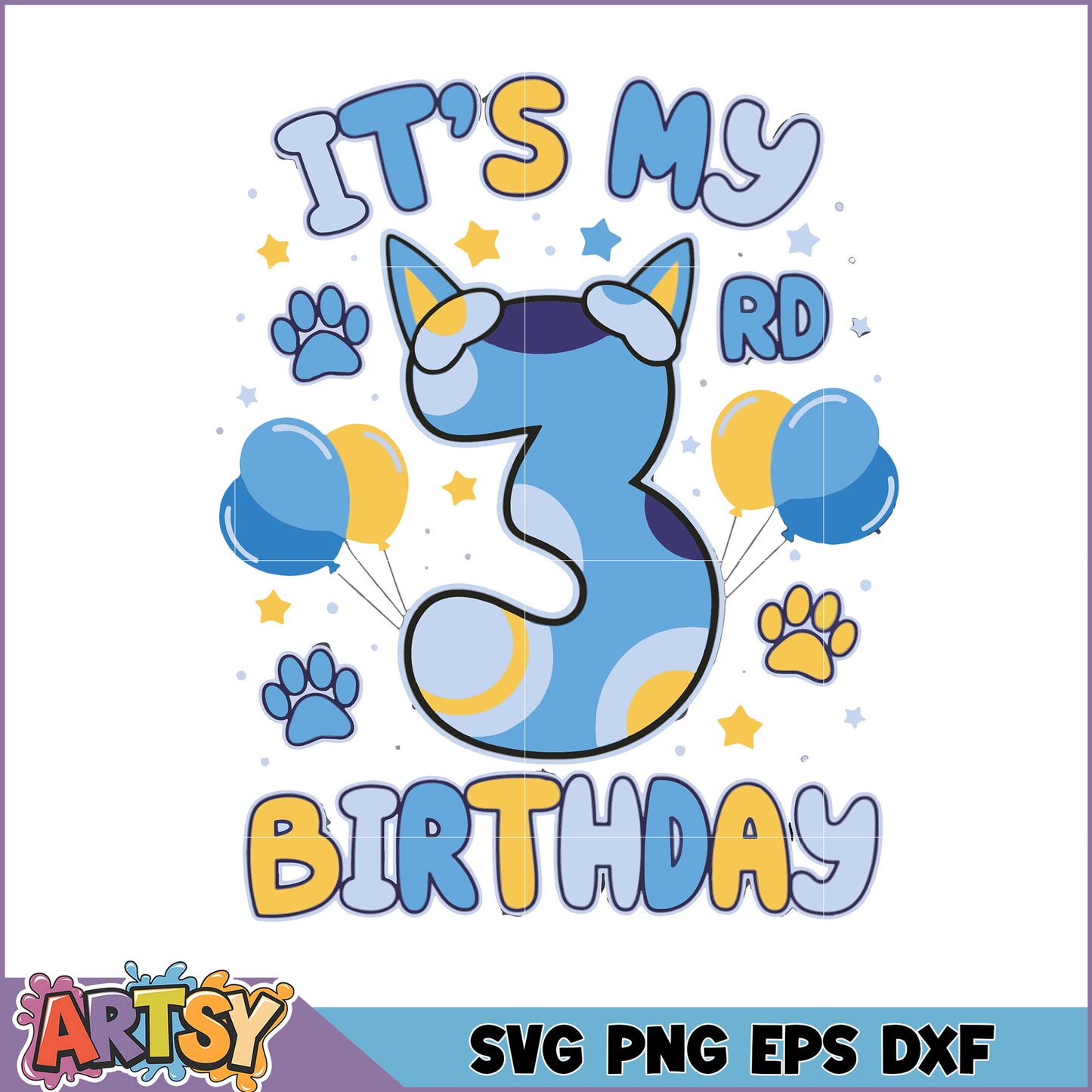 3rd Birthday SVG Cut File, Boy's Theme