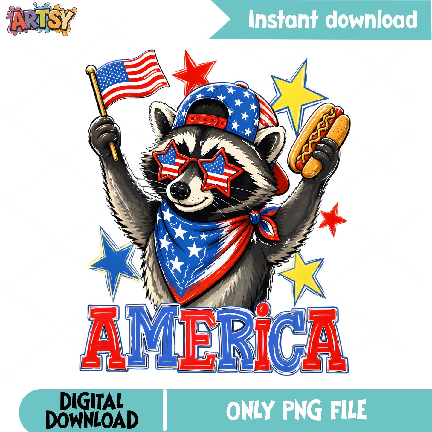 4th Of July Raccoon America PNG, Patriotic Raccoon PNG, USA PNG
