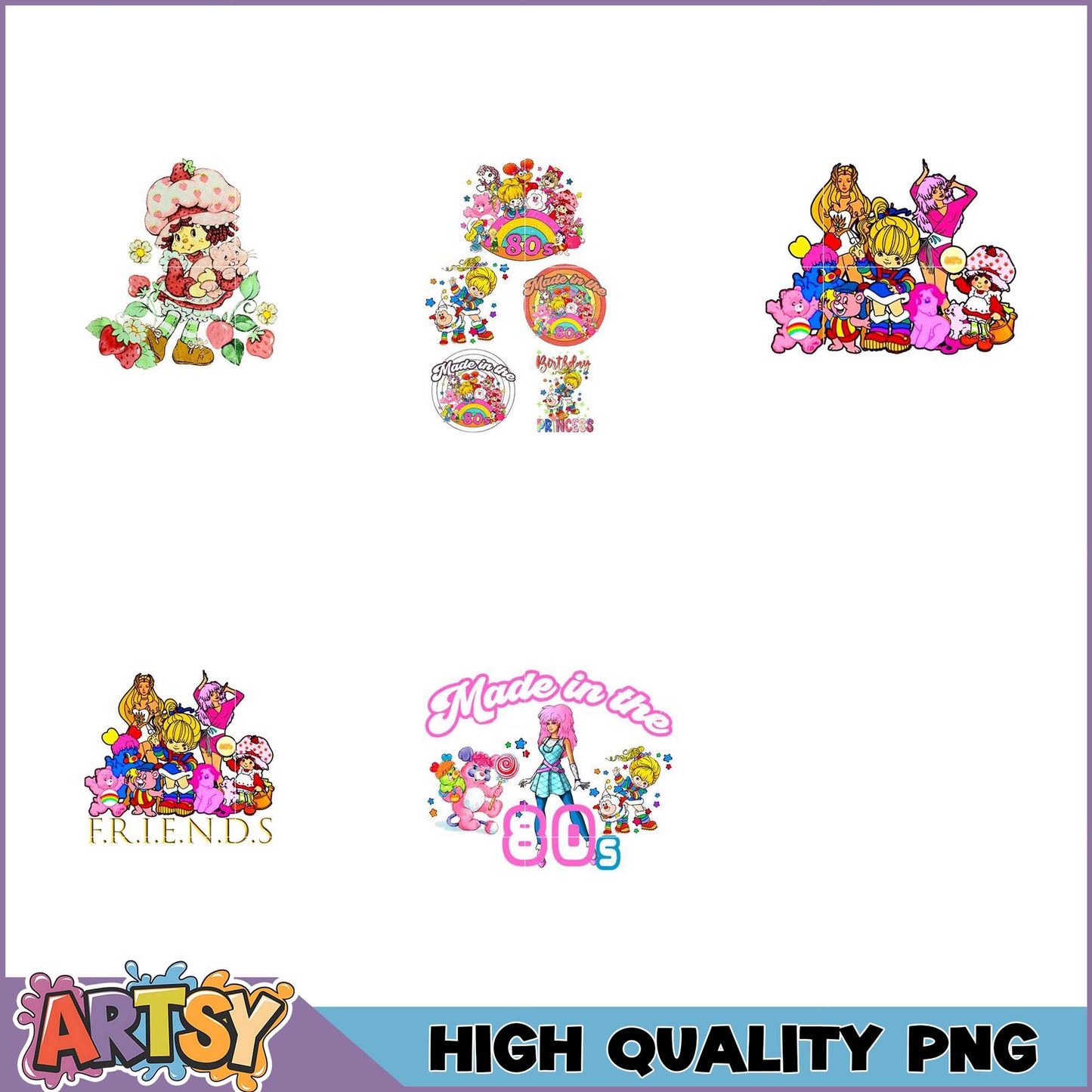 80s Cartoon Character PNG Bundle High Quality