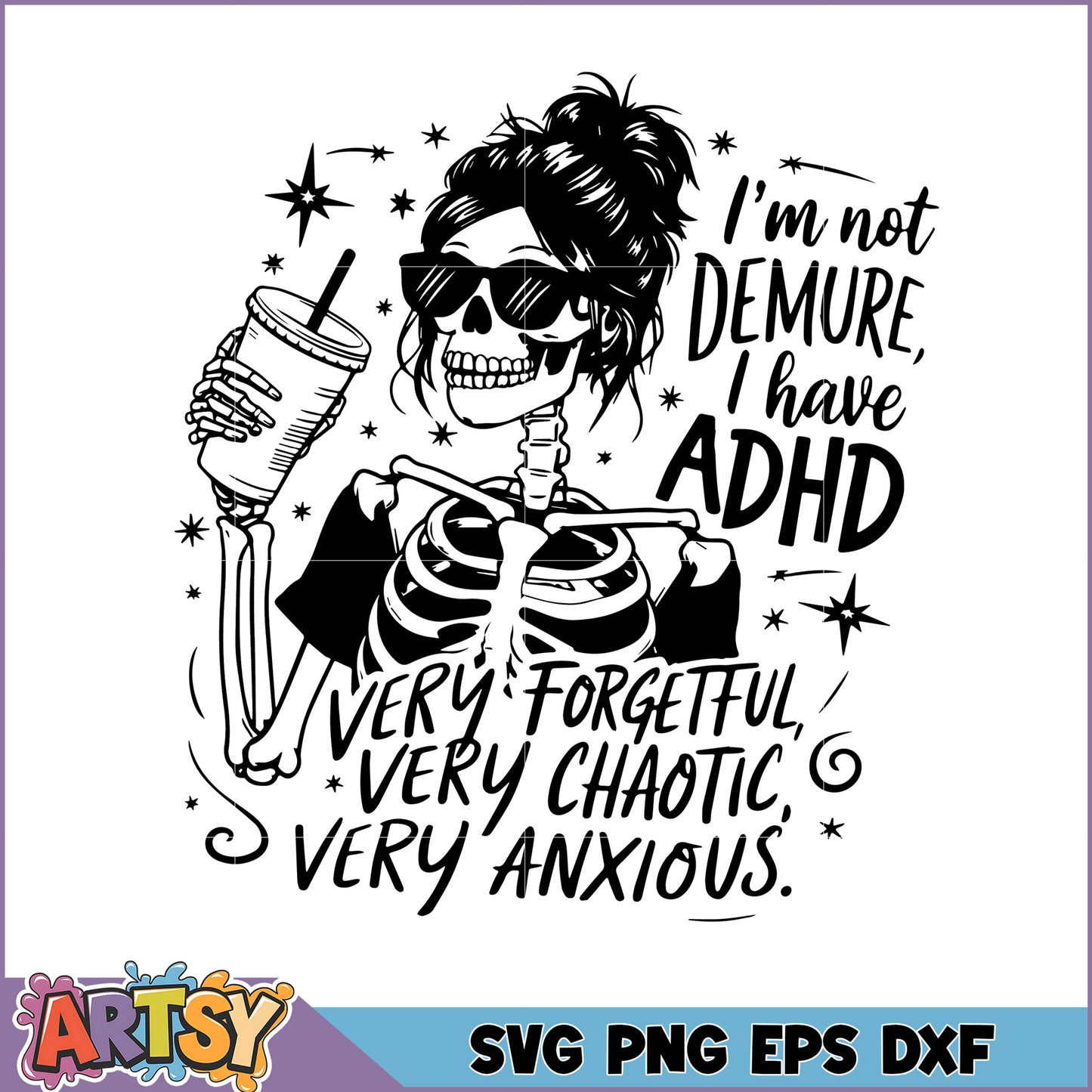 ADHD Skeleton Girl SVG Cut File
