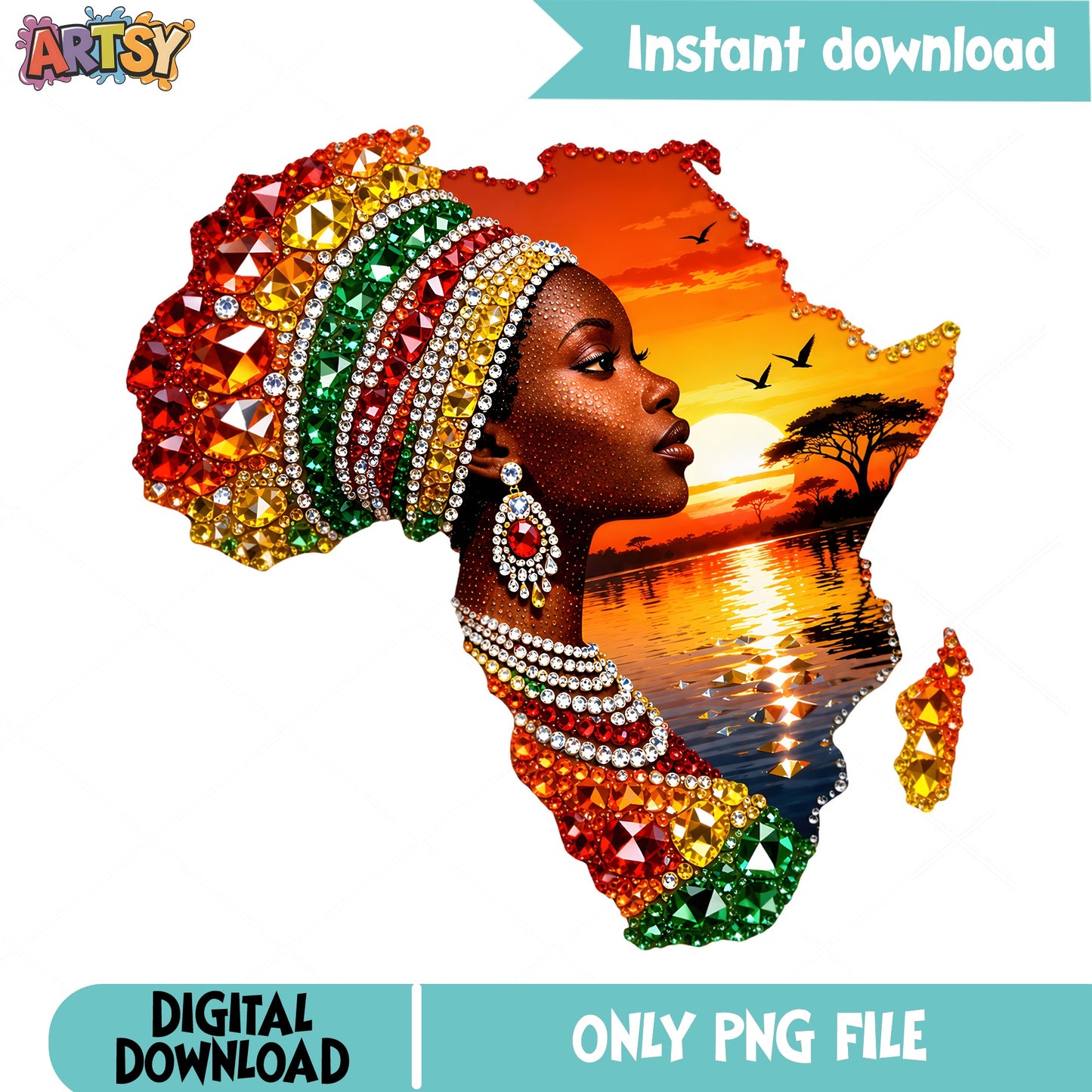 African Woman Africa Map PNG, Black Queen Sunset PNG, Afro Pride PNG