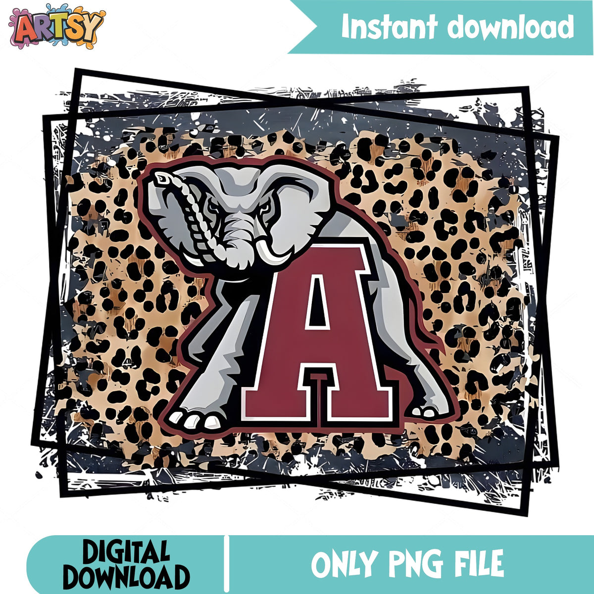 Alabama Elephant Leopard Print PNG, Crimson Tide PNG, Football PNG