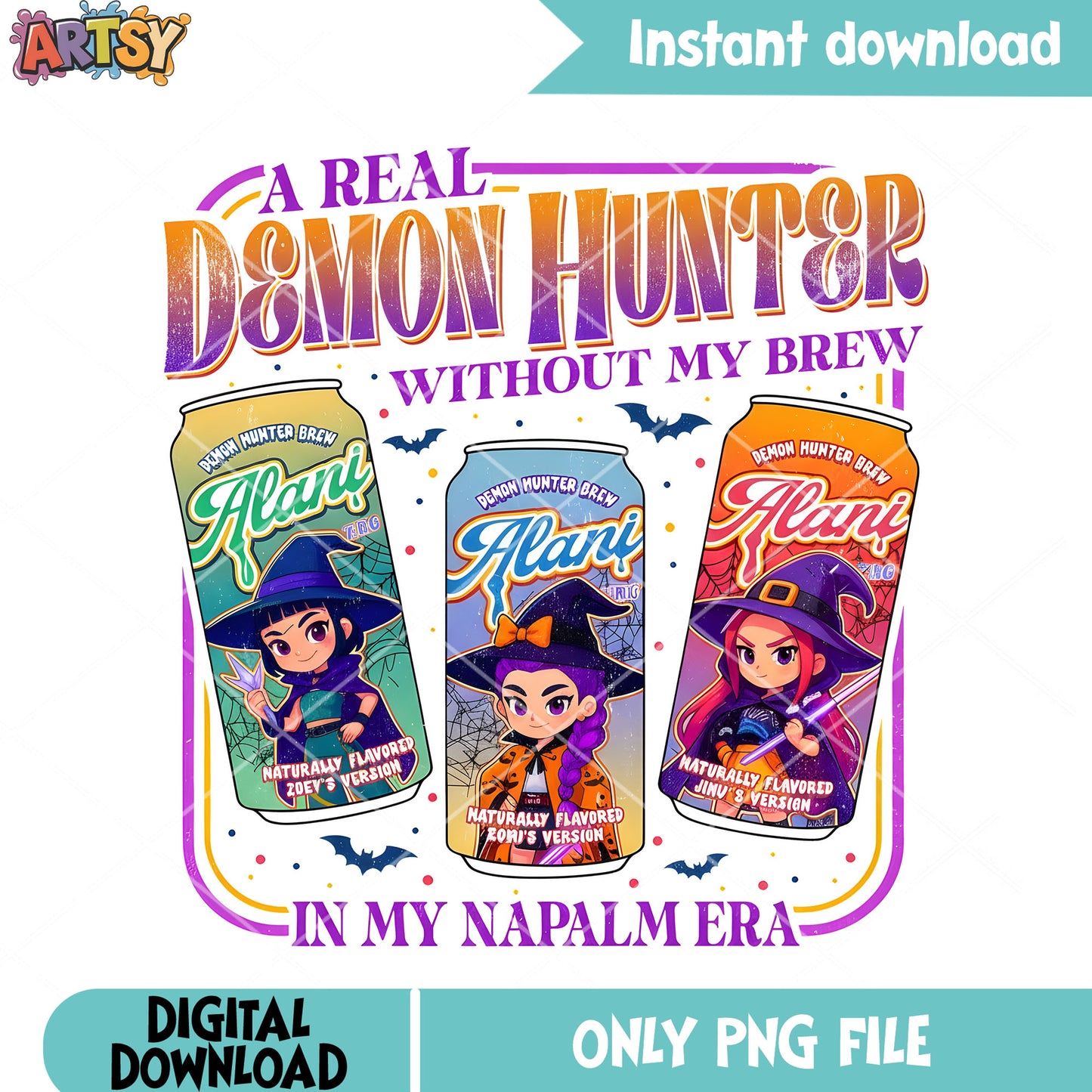 Alani drink huntrix png, demon hunter kpop png, energy drink png