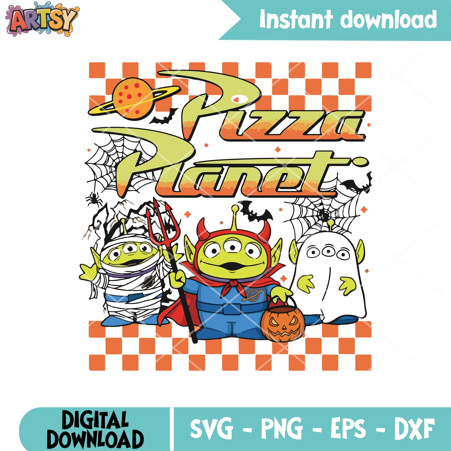 Alien pizza planet svg, alien halloween svg, aliens toy story svg