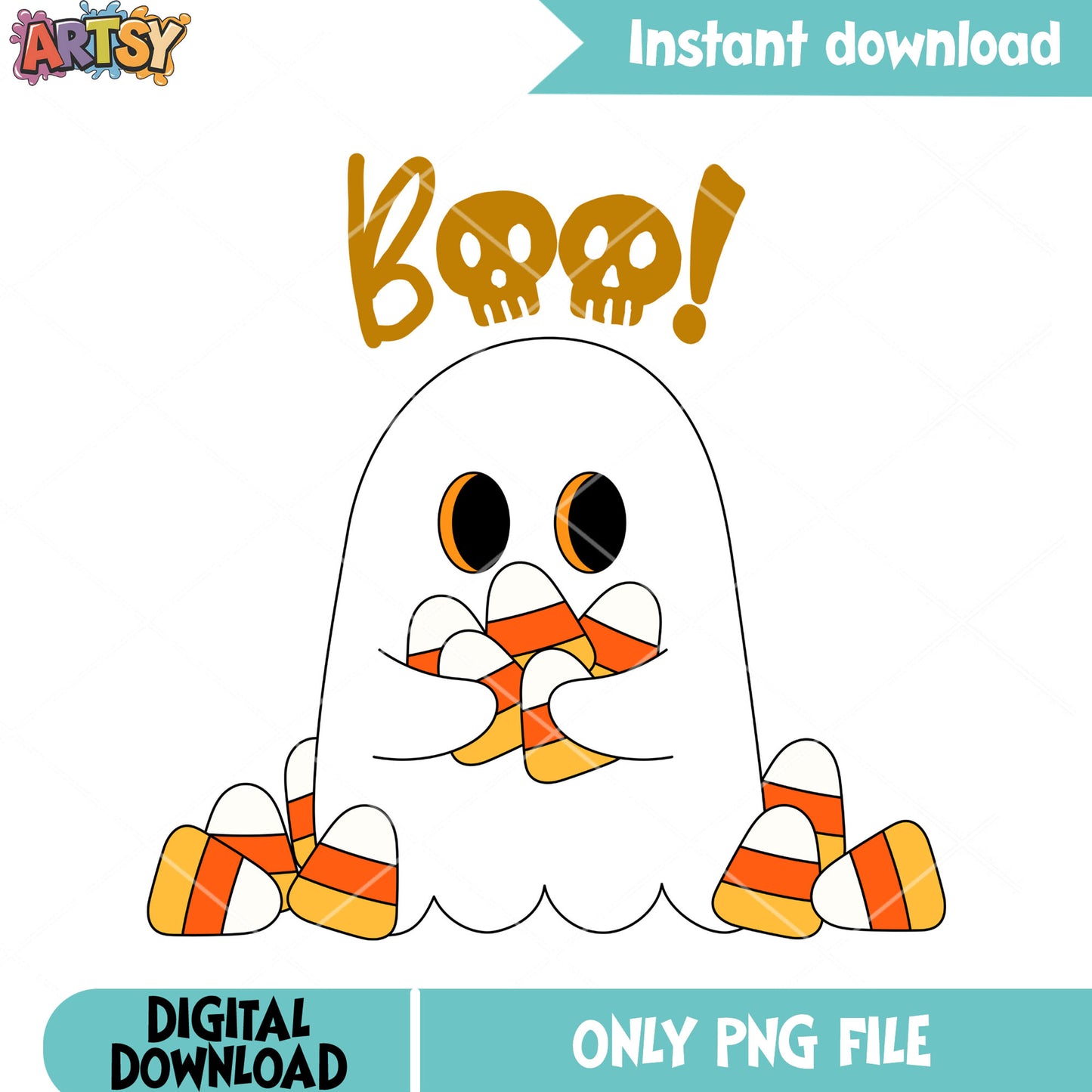 A lot of corn candy png, ghost costume png, halloween scary png