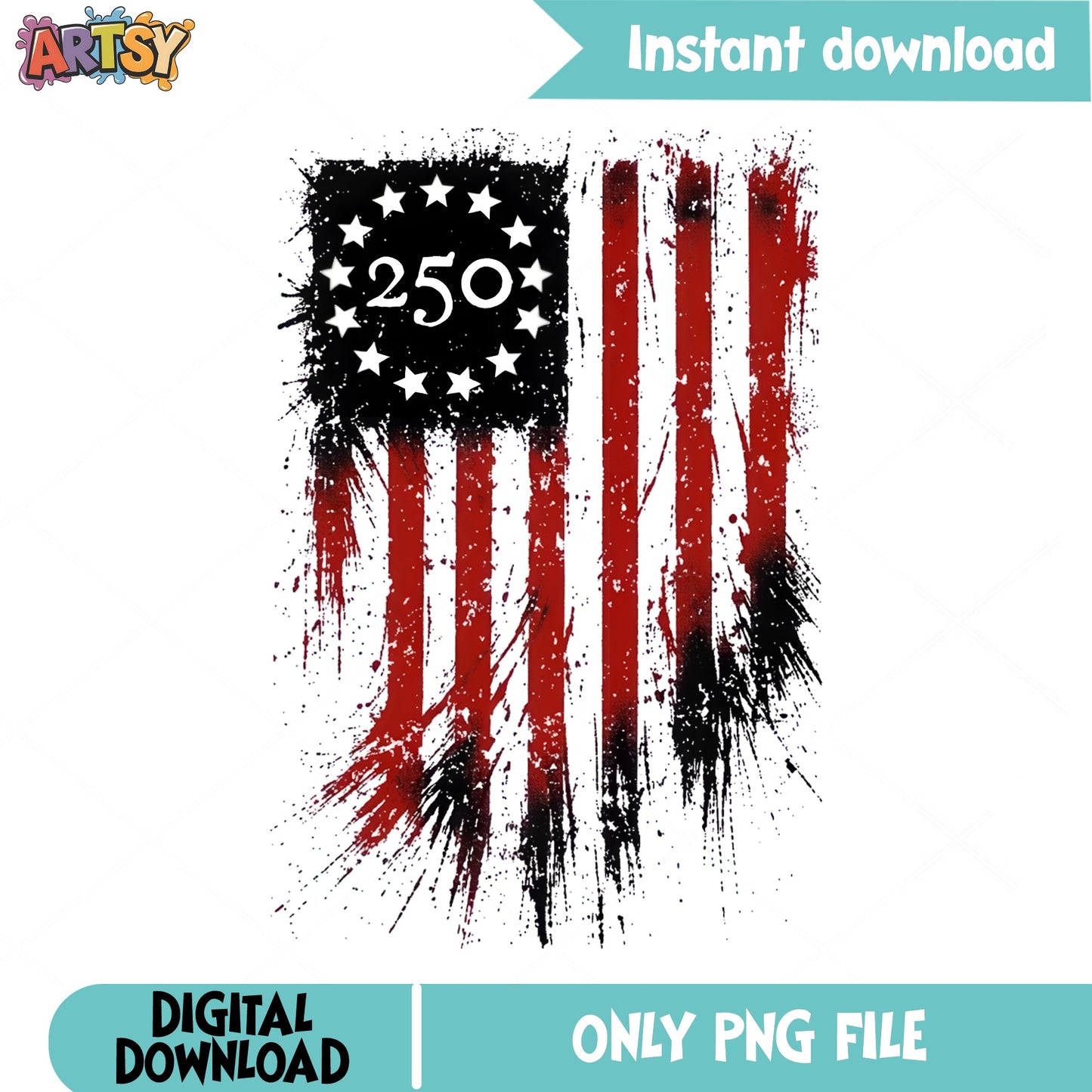 America 250th Anniversary Distressed Flag, Patriotic PNG, 4th Of July PNG