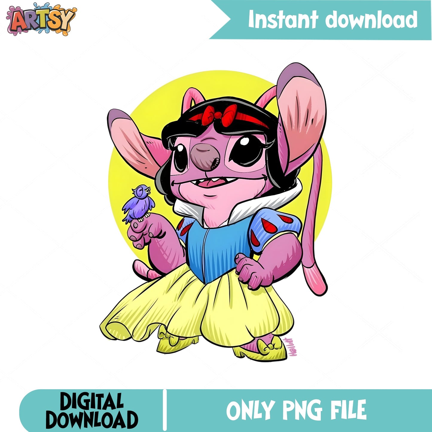 Angel Stitch Snow White Princess PNG, Disney Princess PNG, Lilo Stitch PNG