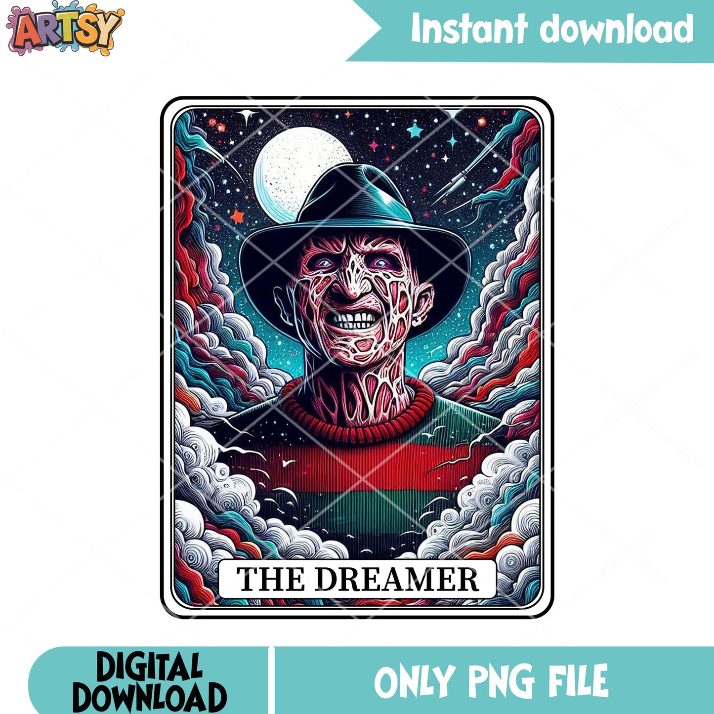 Angry fredy kruger png, full moon night png, scary halloween png