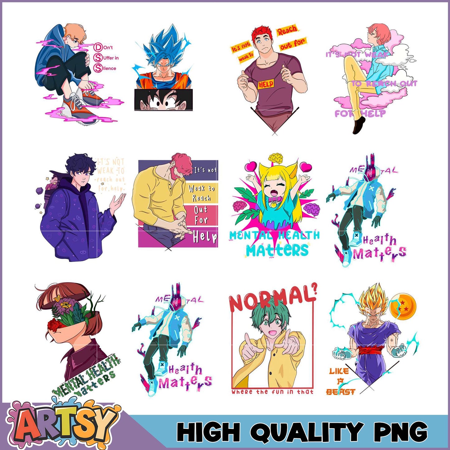 Anime Mental Health PNG Bundle High Quality
