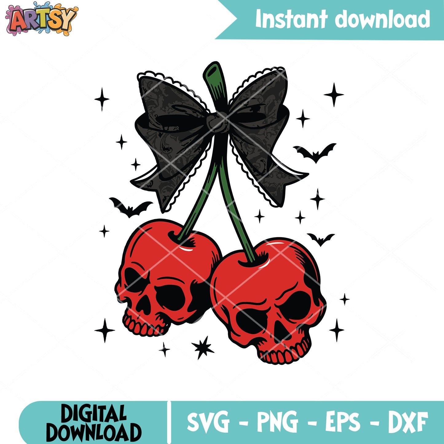 Apple skull bow design svg, skull halloween svg, apple bow svg