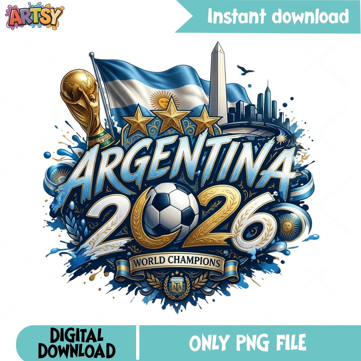 Argentina 2026 World Champions PNG, Soccer World Cup PNG, Football PNG