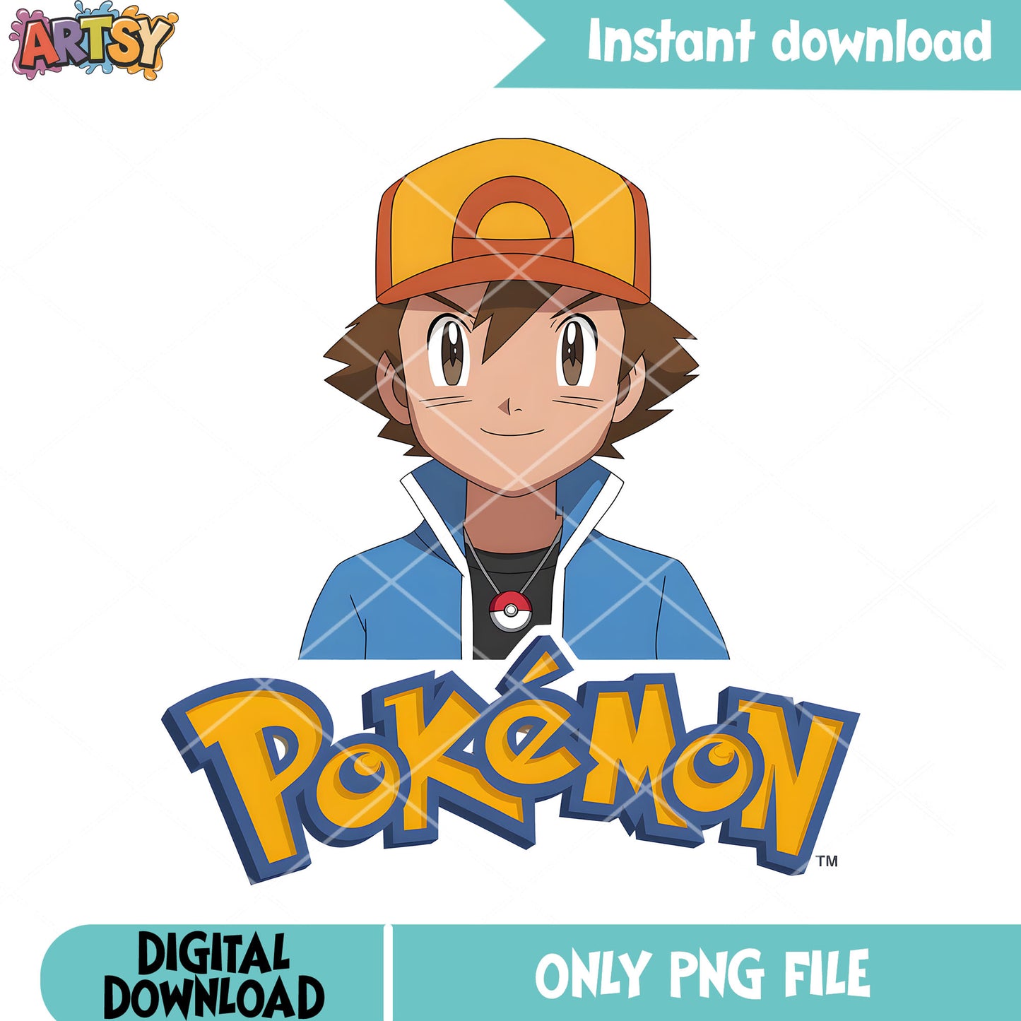 Ash pokemon poster png, pokemon trainer png, pokemon poster png