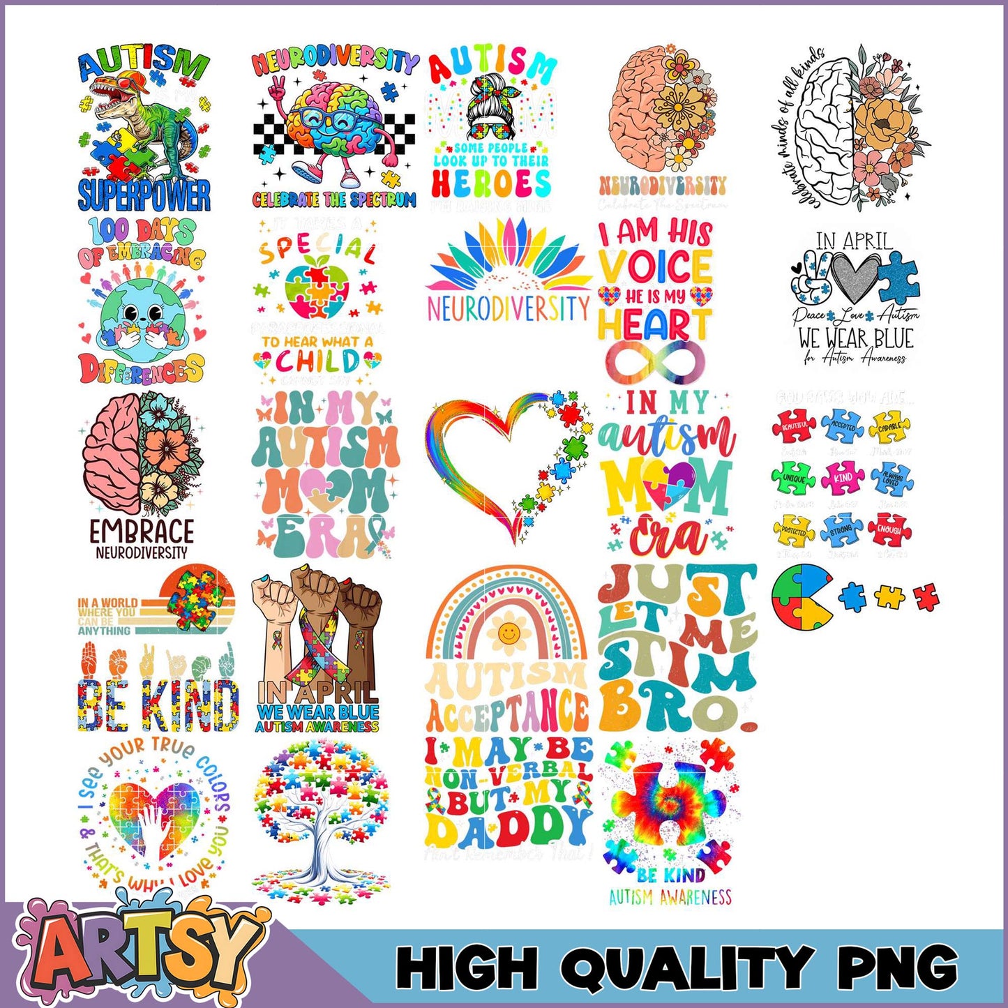 Autism Awareness PNG Bundle High-Quality Designs