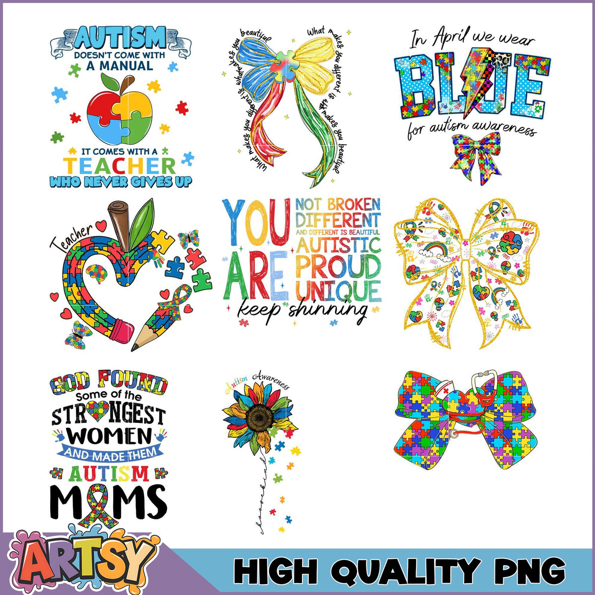 Autism Awareness PNG Bundle for Creative Projects 2023