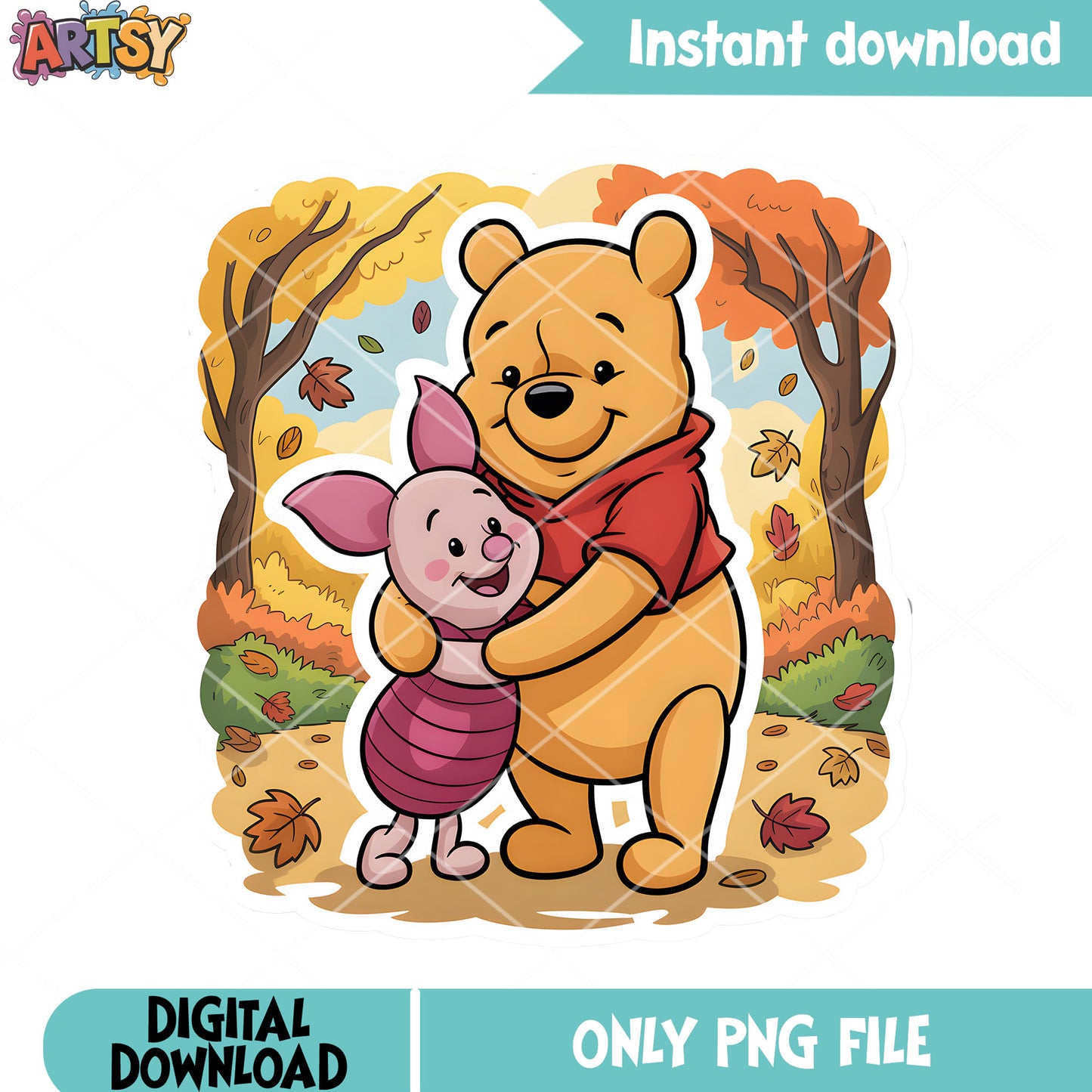 Autumn forest pooh piglet png, piglet png, winnie the pooh png
