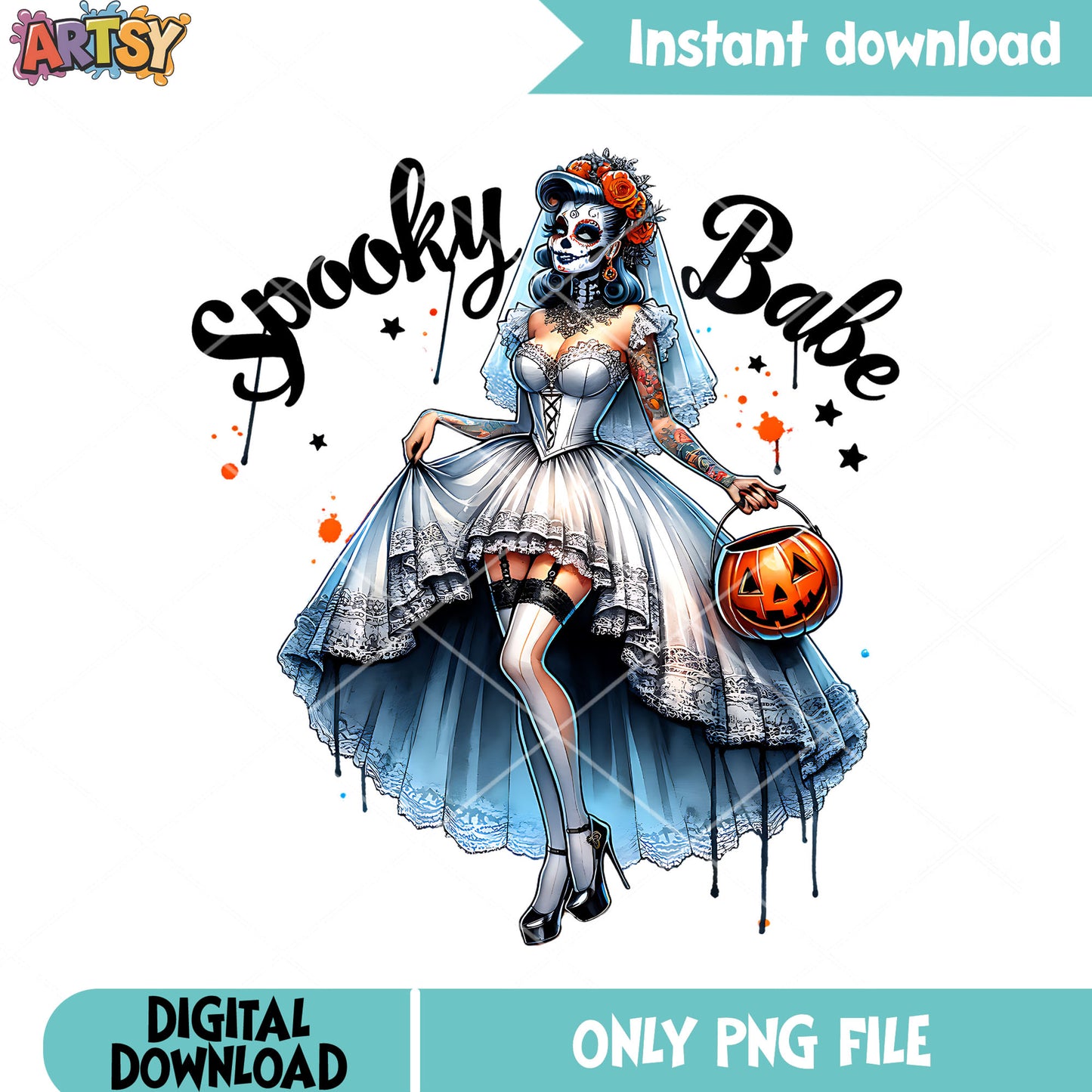 Babe spooky png, jack o lantern png, scary halloween png