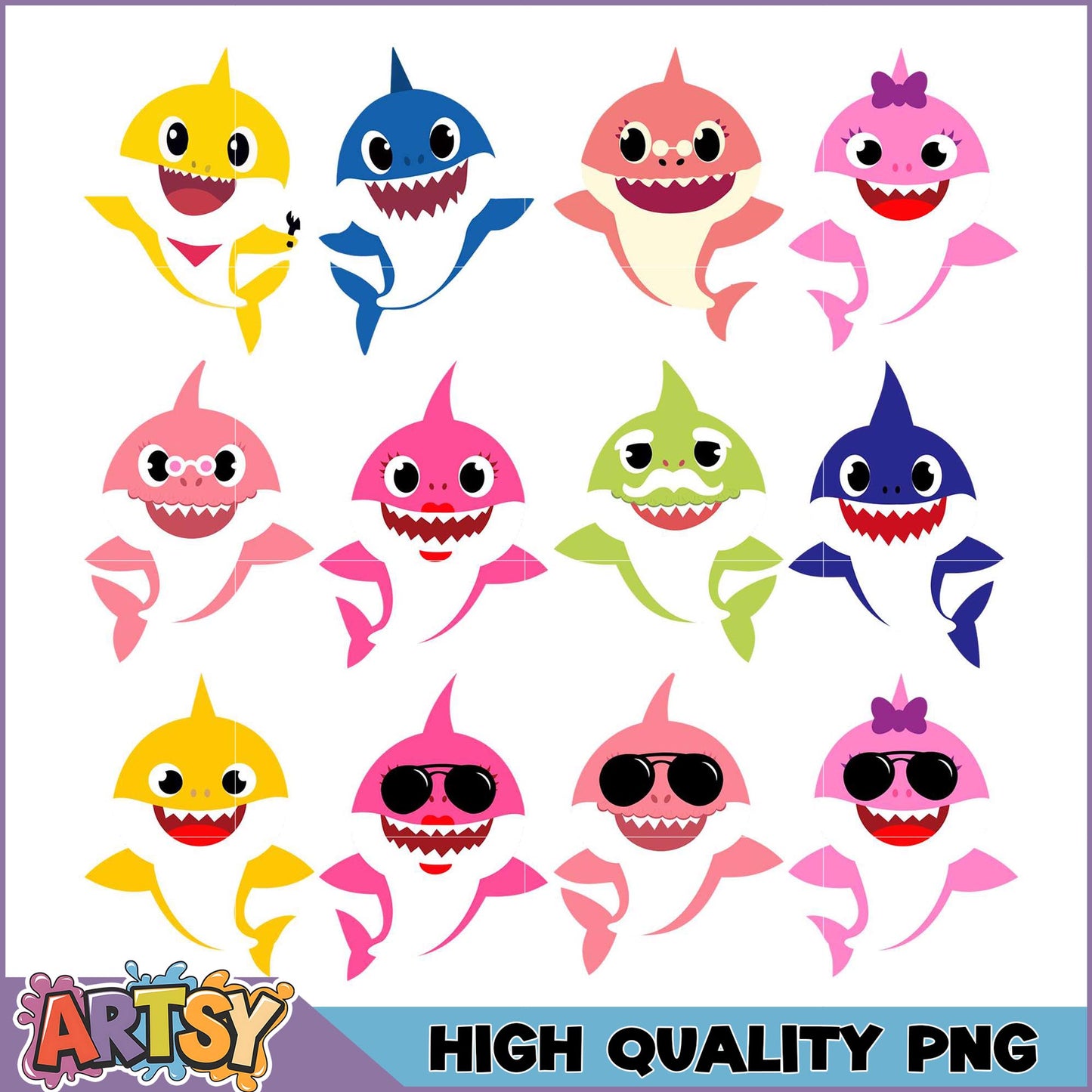 Baby Shark PNG Bundle High Quality Images
