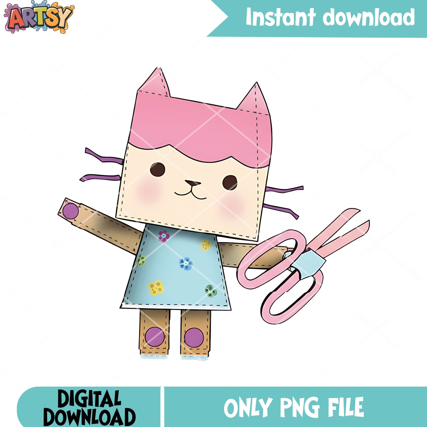 Baby box craft png, gabby dollhouse png, cute kitten png