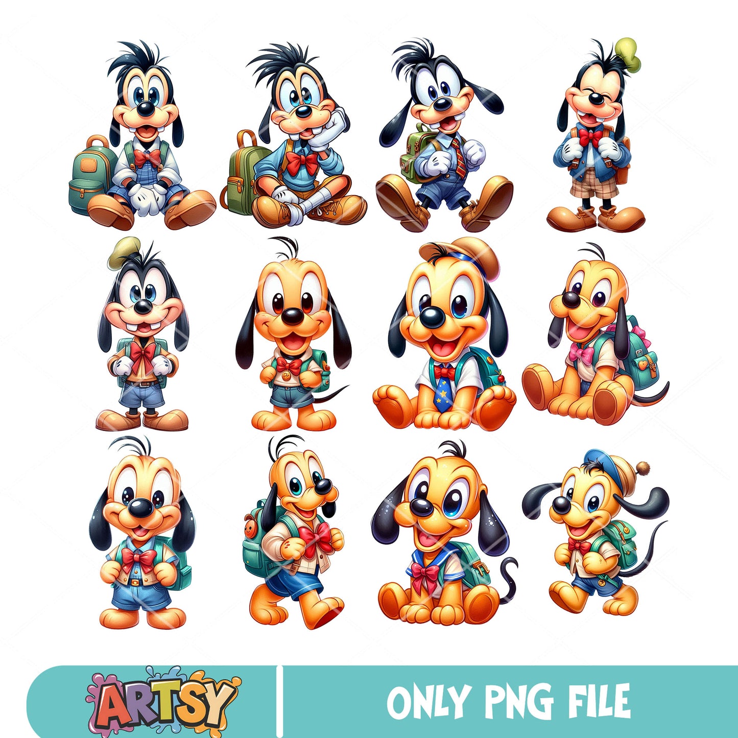 Baby goofy dog school png bundle, goofy dog png, kindergarten png