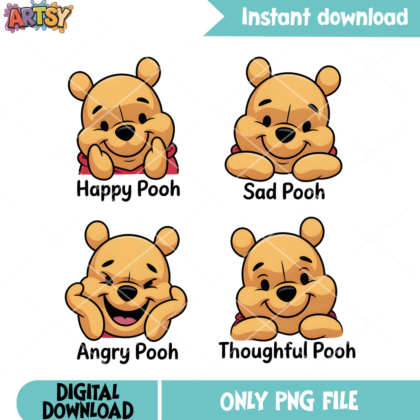 Baby pooh emote poster png, pooh poster png, disney pooh png