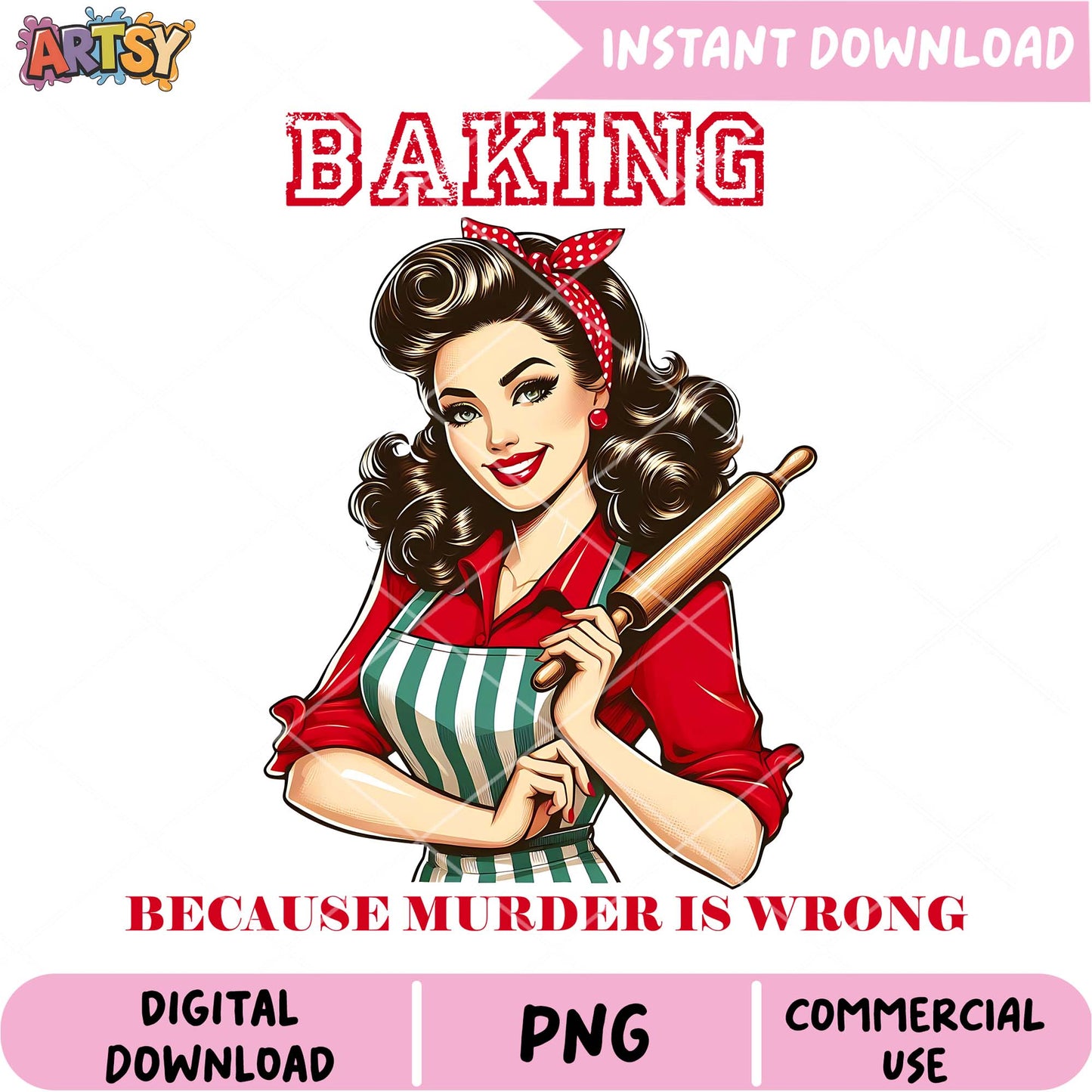 Baking PNG Retro Pinup Girl Design