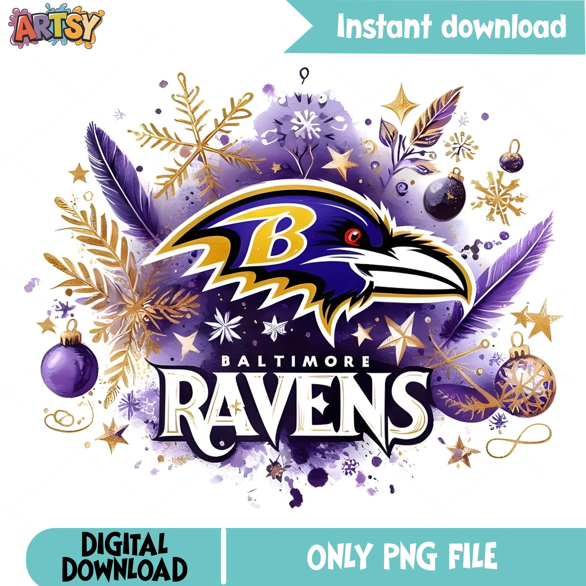 Baltimore Ravens Christmas PNG, NFL Football PNG, Ravens PNG