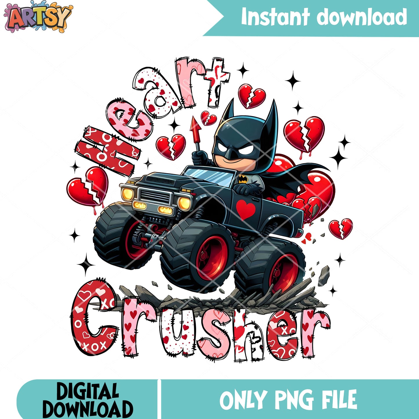 Batman heart crusher png, valentine gifts png, marvel valentine png