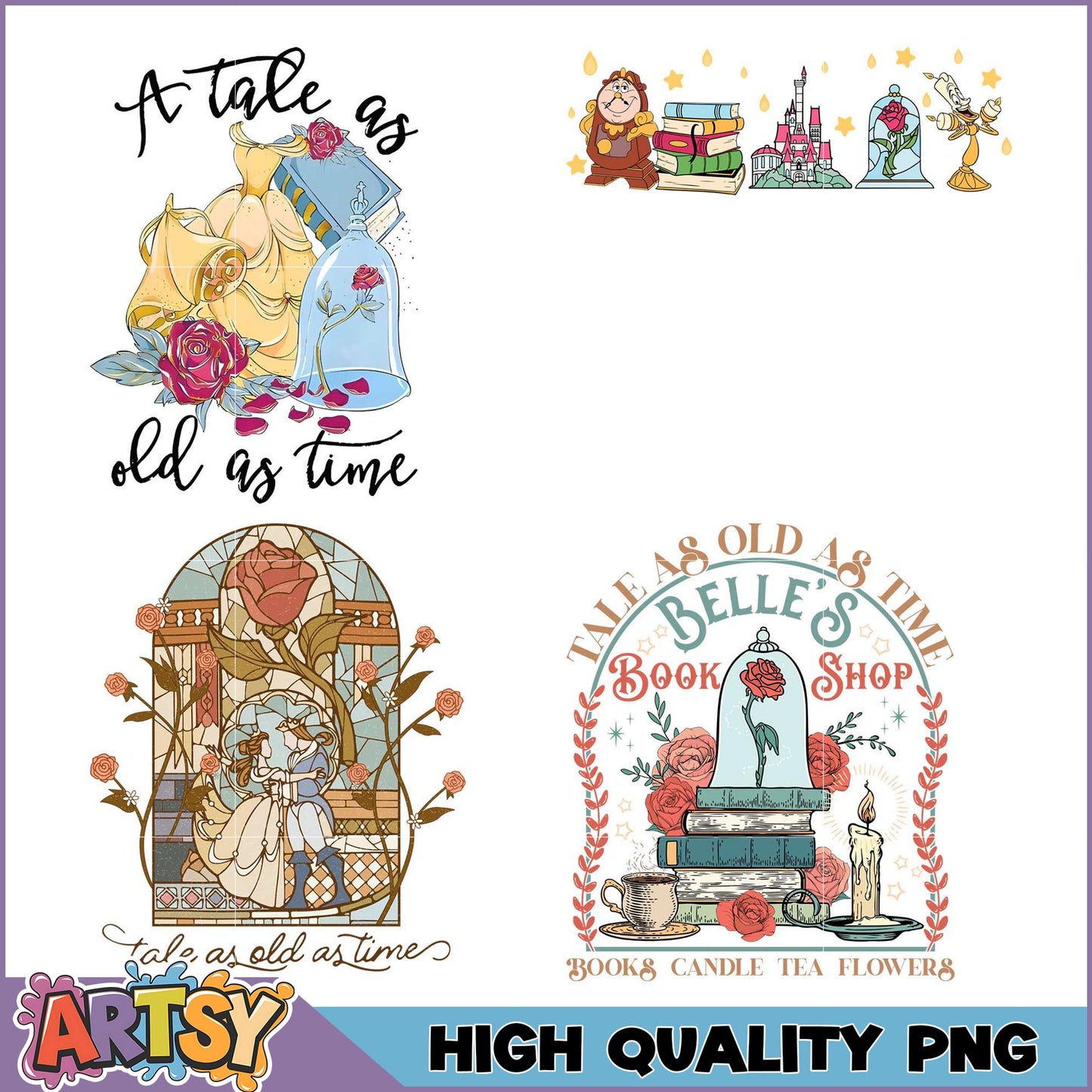 Beauty and the Beast PNG Bundle High Quality Sublimation Designs