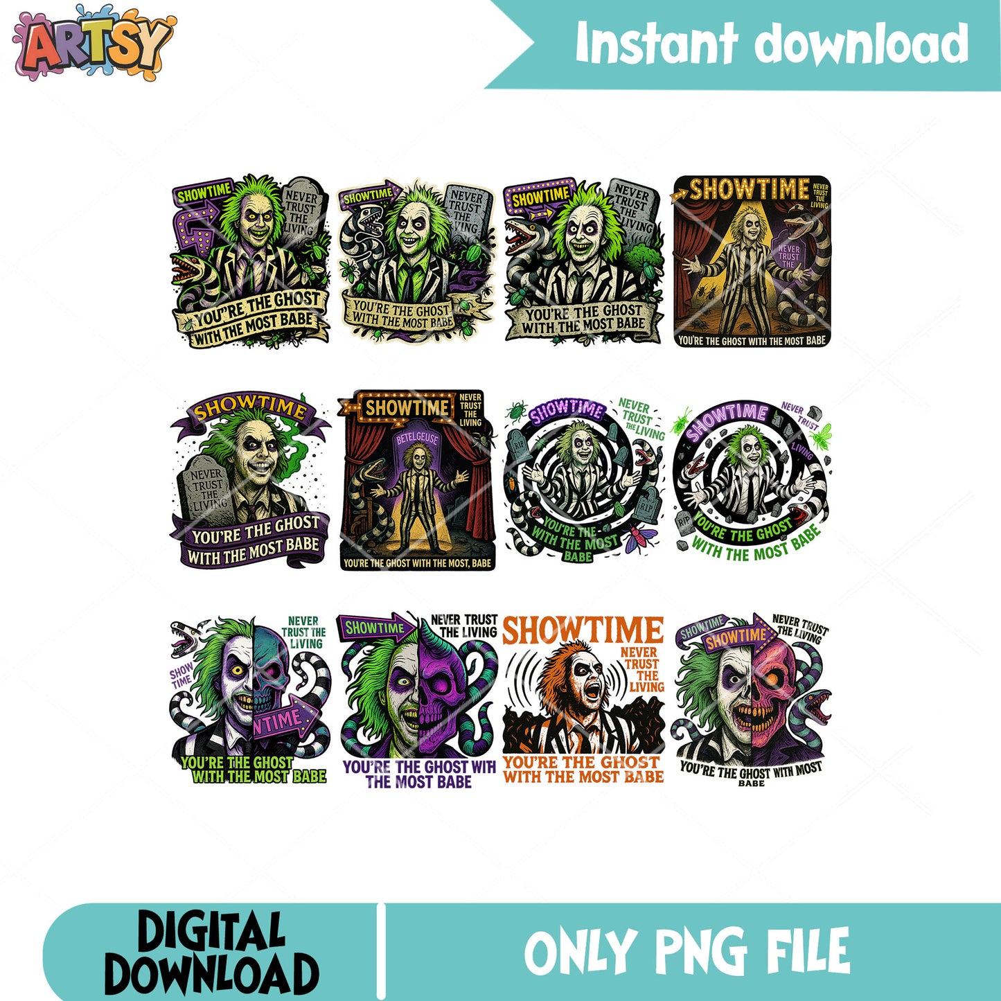 Beetlejuice showtimes png bundle, beetlejuice halloween png, beetlejuice 1988 png