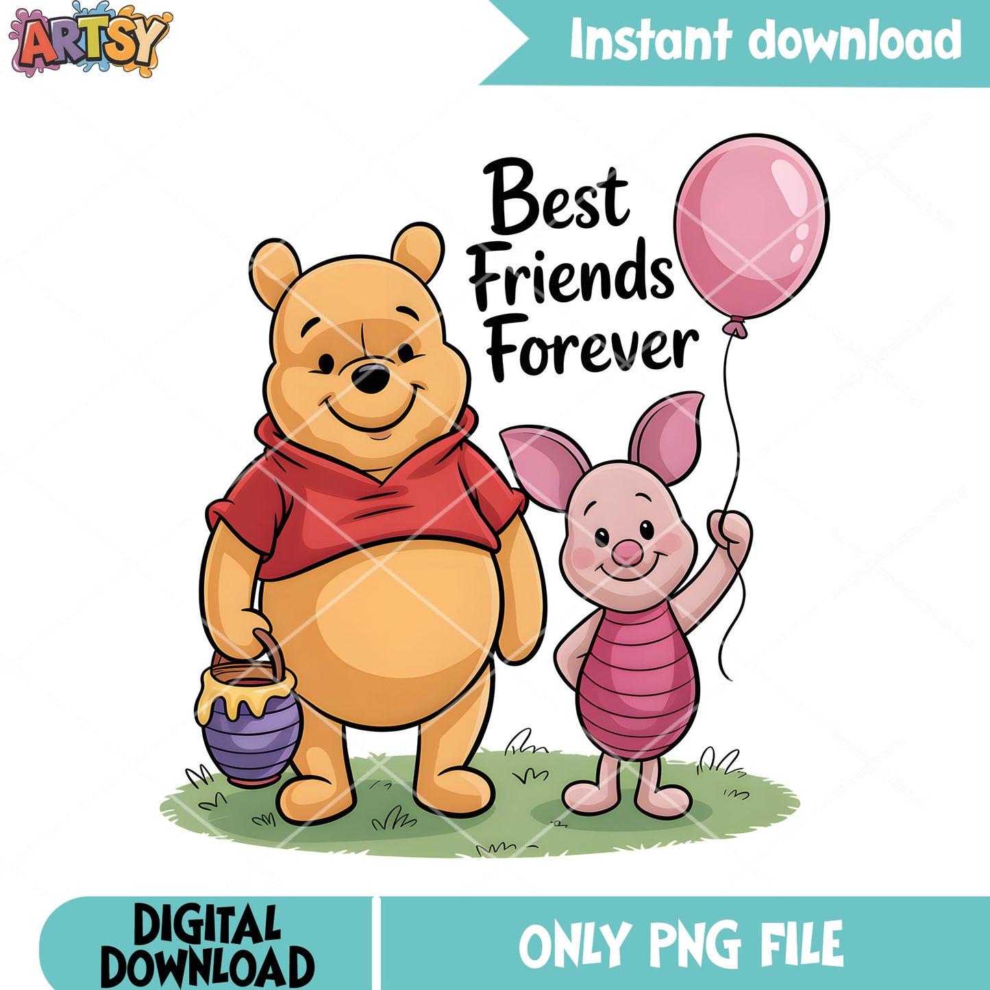 Best friend forever png, winnie the pooh png, pooh bear png