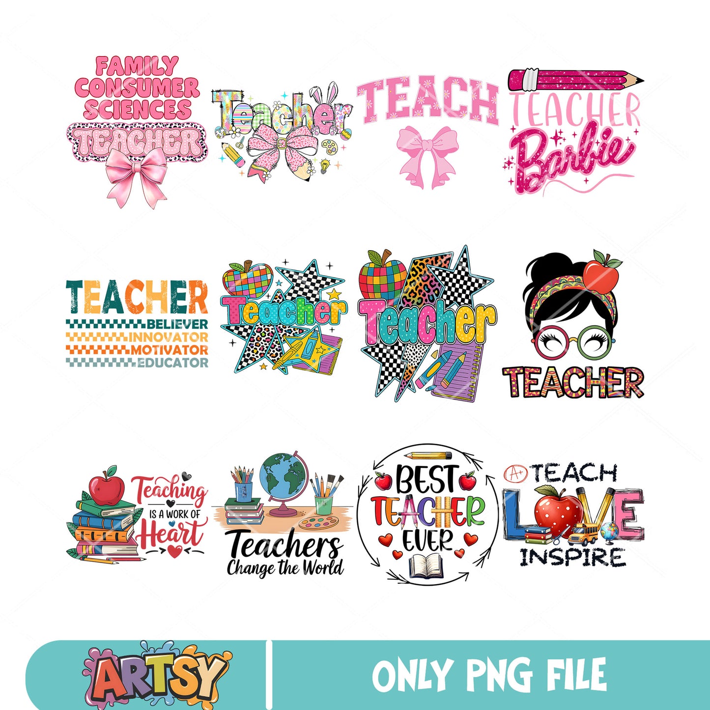 Best teacher ever png bundle, teacher day png, teacher school png