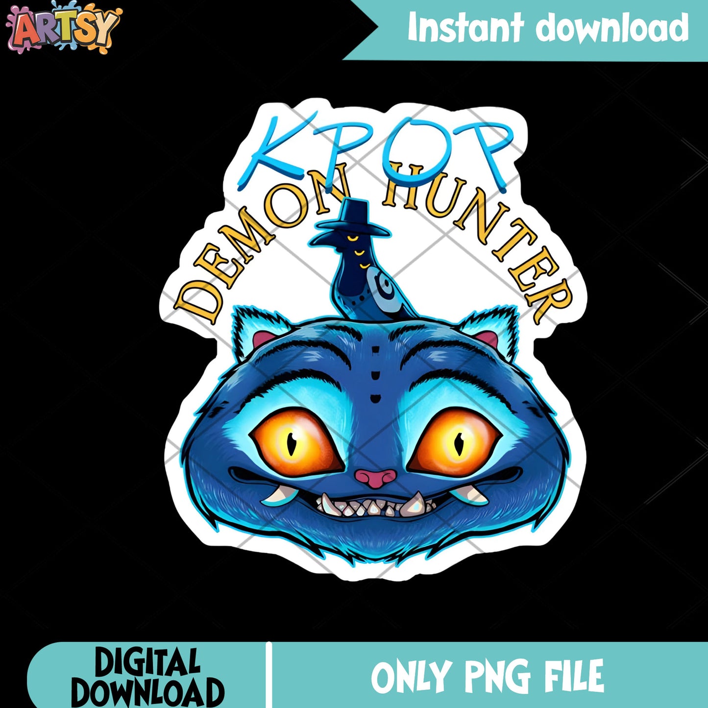 Big derpy face tiger kpop png, kpop demon hunters png, Derpy tiger png