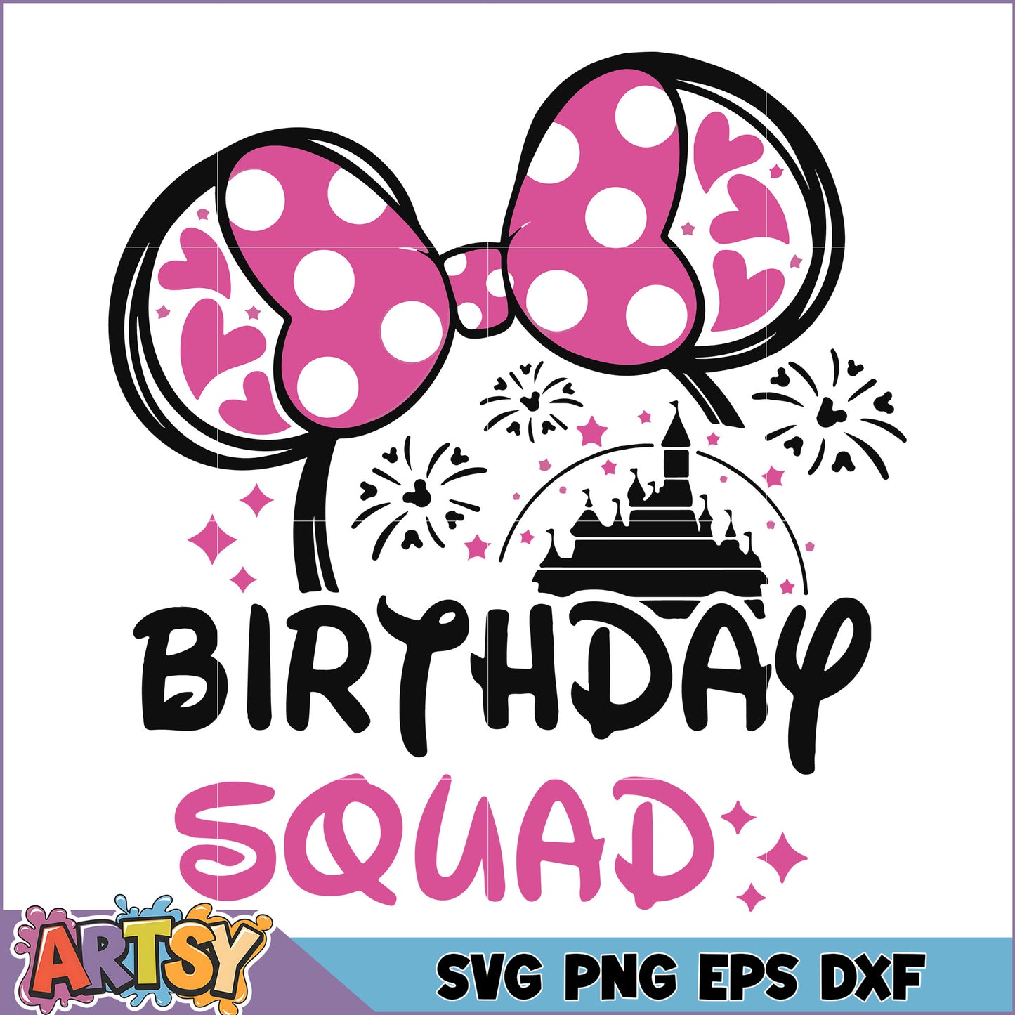 Birthday Squad SVG Minnie Mouse Ears Design