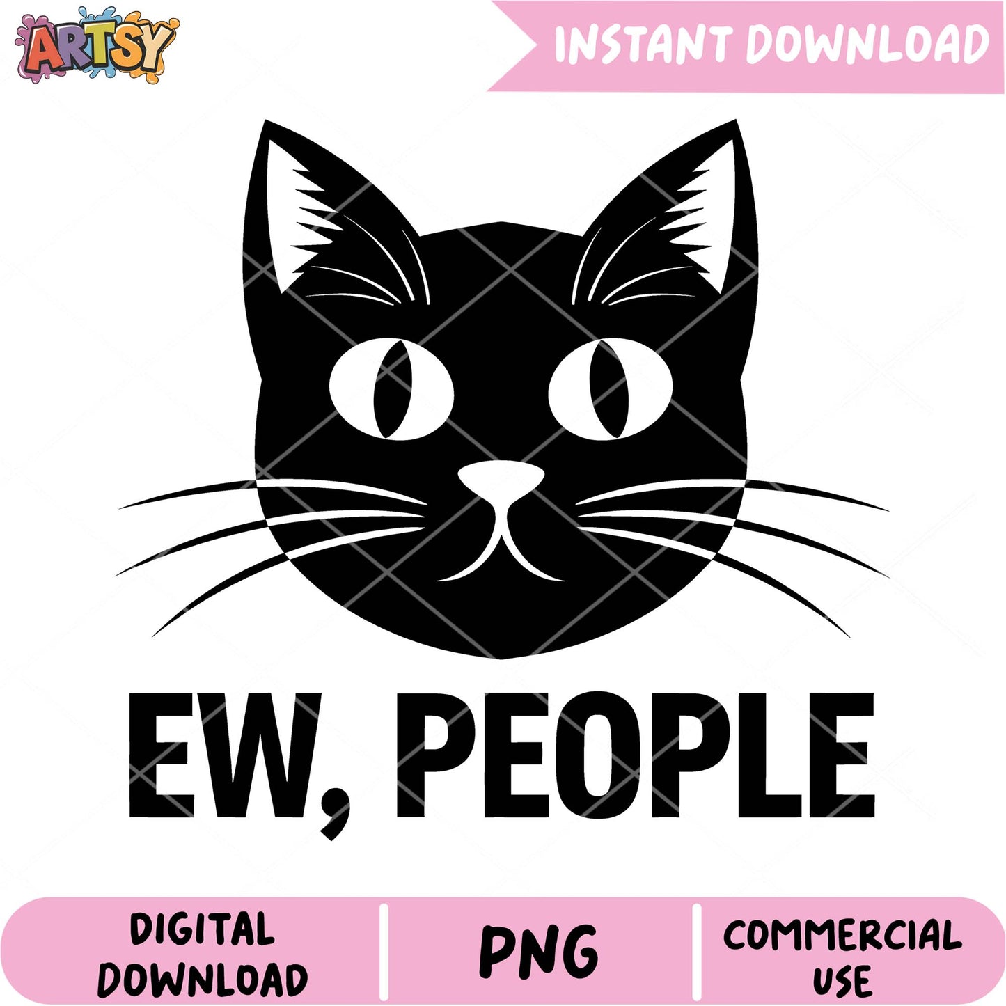 Black Cat Ew People PNG Design