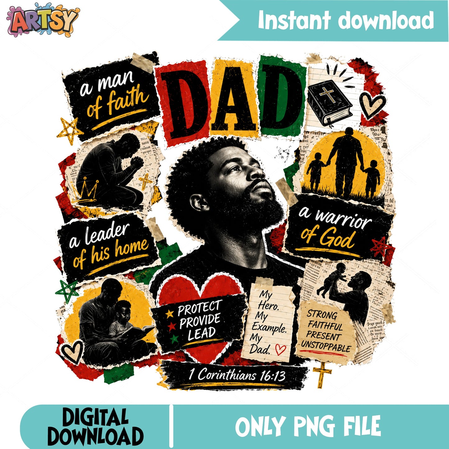 Black Dad PNG, Father's Day Christian Faith PNG, Dad PNG