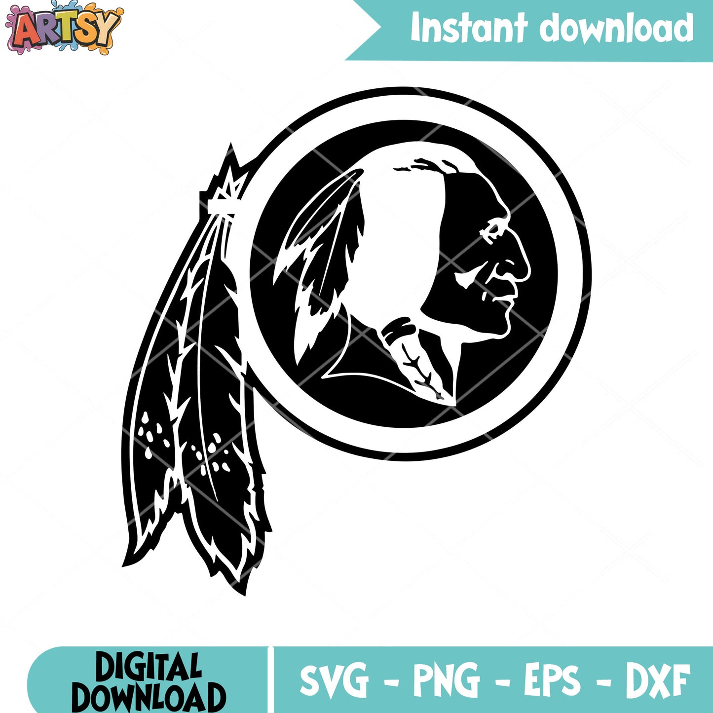 Black white aboriginal art svg, washington redskin svg, nfl teams svg