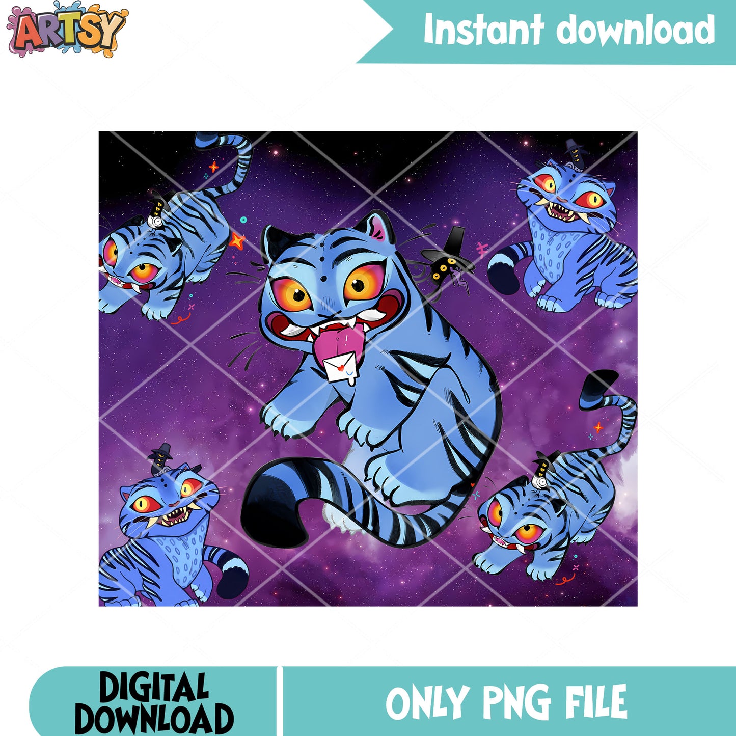 Blue galaxy tiger derpy png, derpy huntrix png, kpop demon hunters png