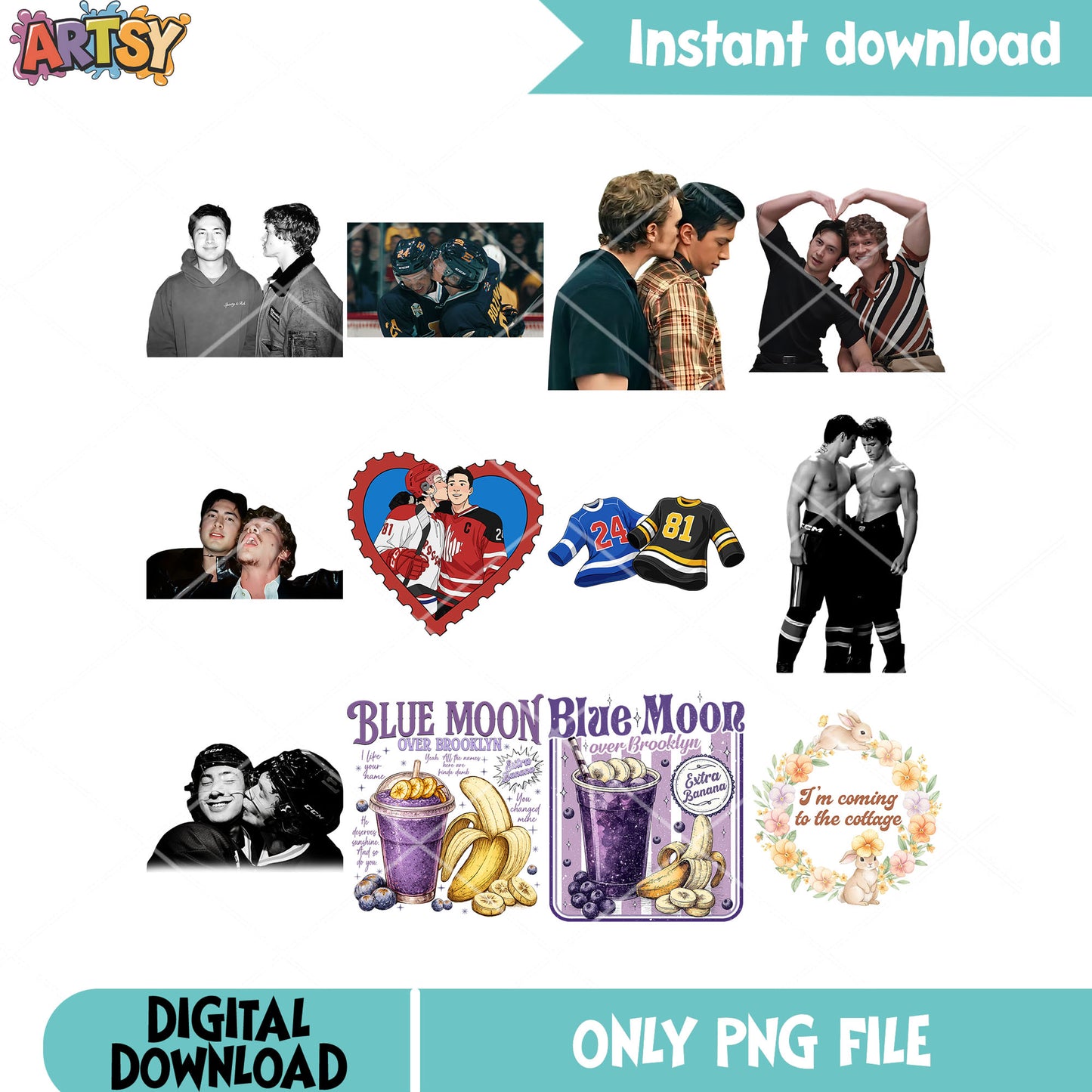 Blue moon hockey gay png bundle, lgbt gifts png, gay movie gifts png
