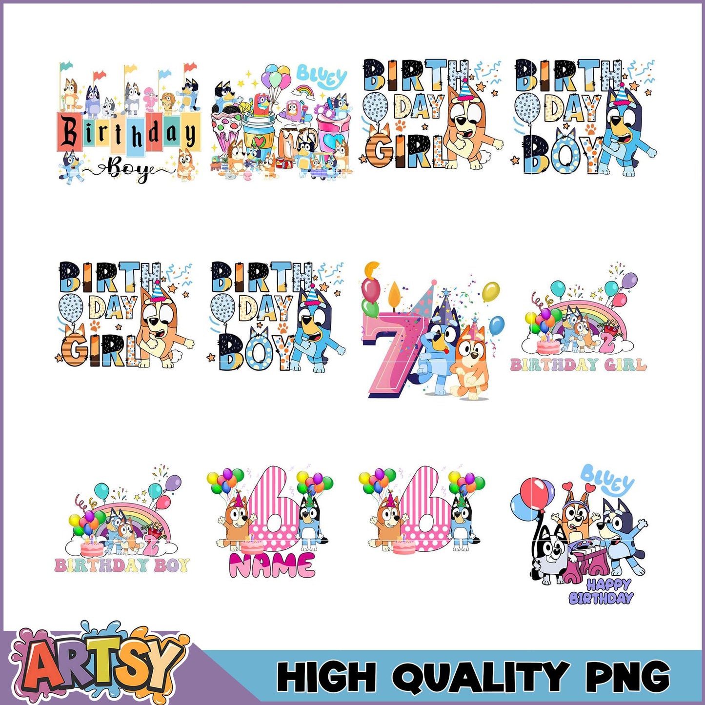 Bluey Birthday PNG Bundle High Quality Images