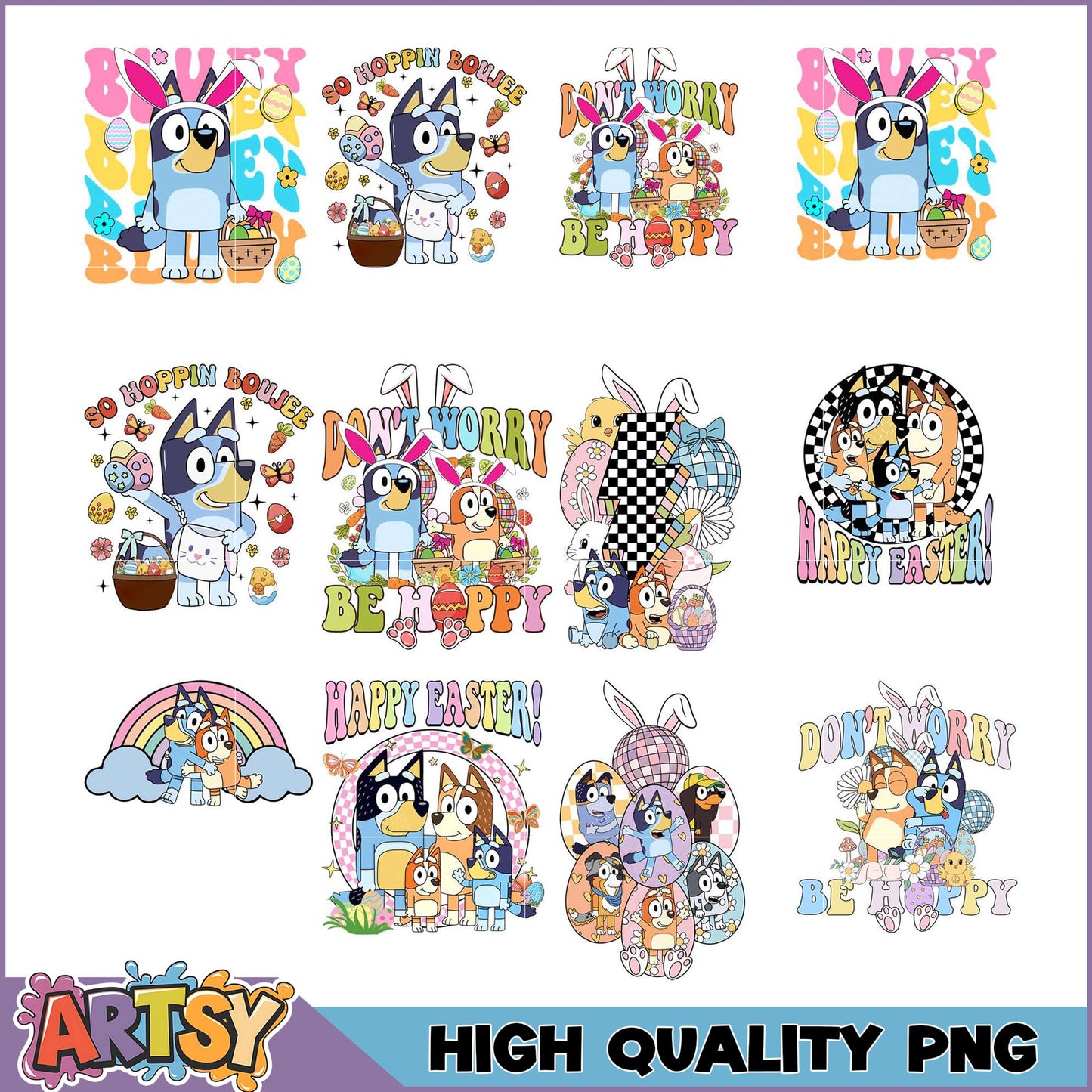 Bluey Easter PNG Bundle High-Quality Designs