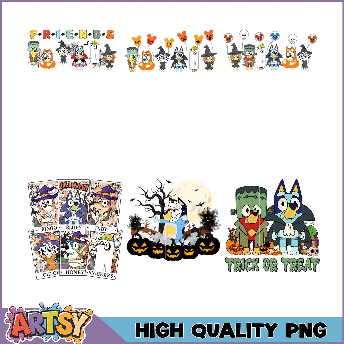 Bluey Halloween PNG Bundle High Quality Images