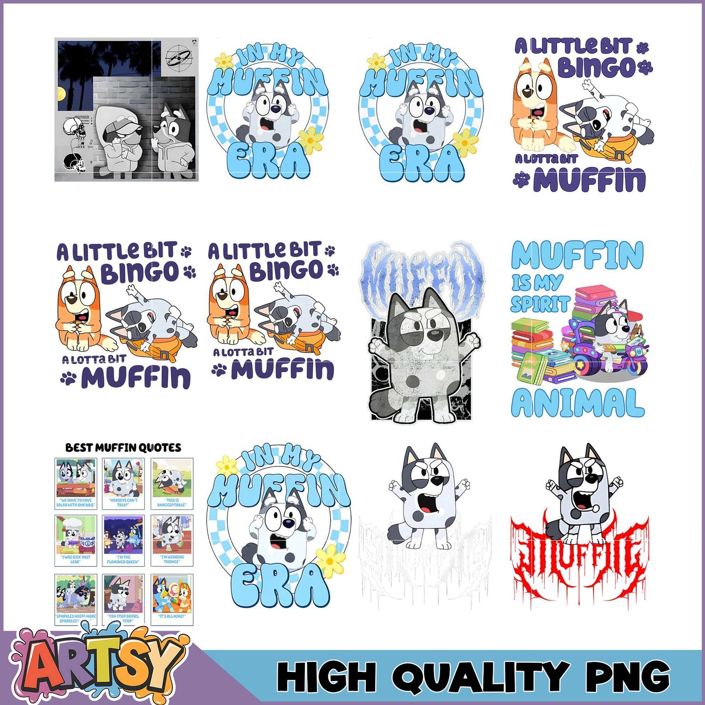 Bluey Muffin PNG Bundle High-Quality Images