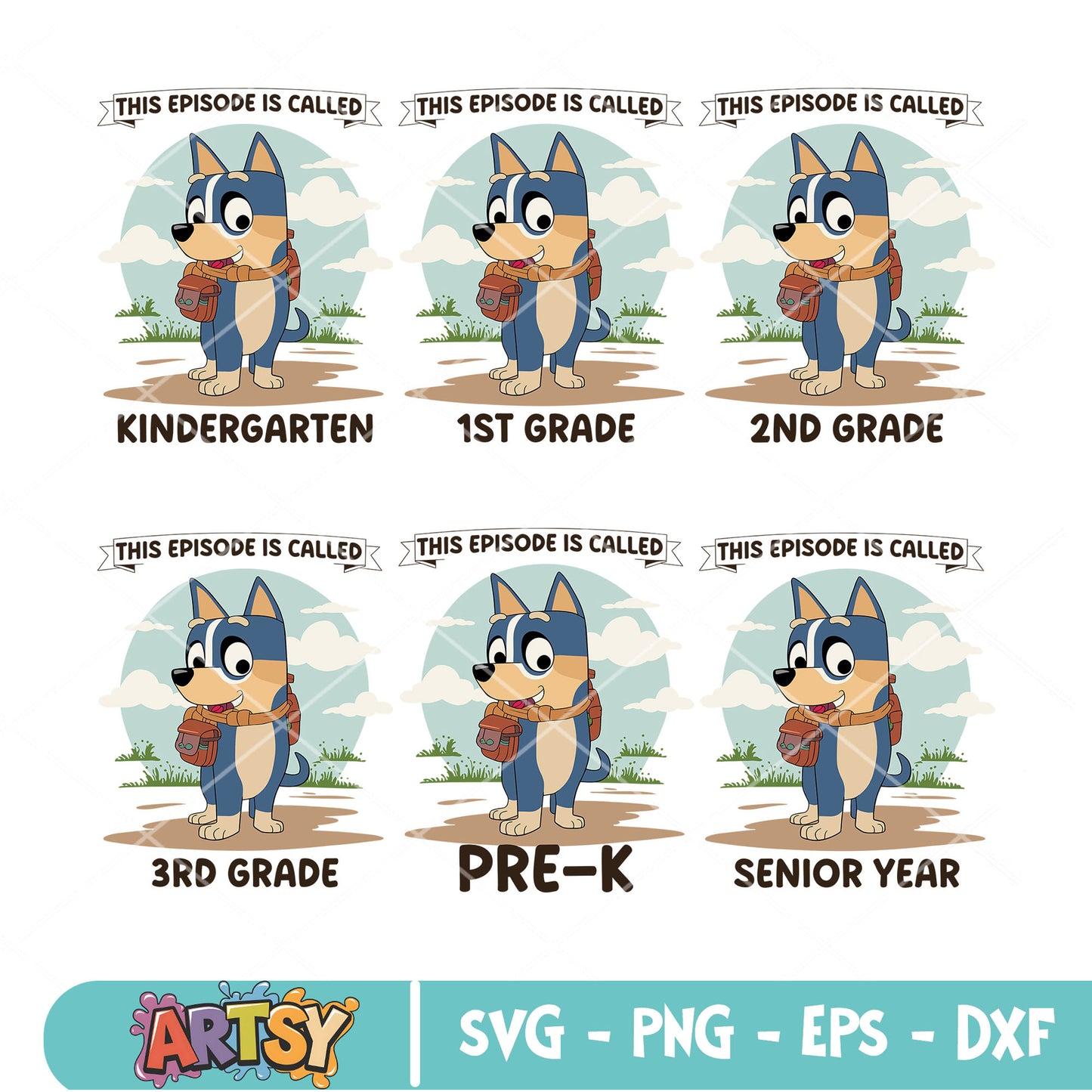 Bluey school episode svg bundle, school days svg, bluey episodes svg