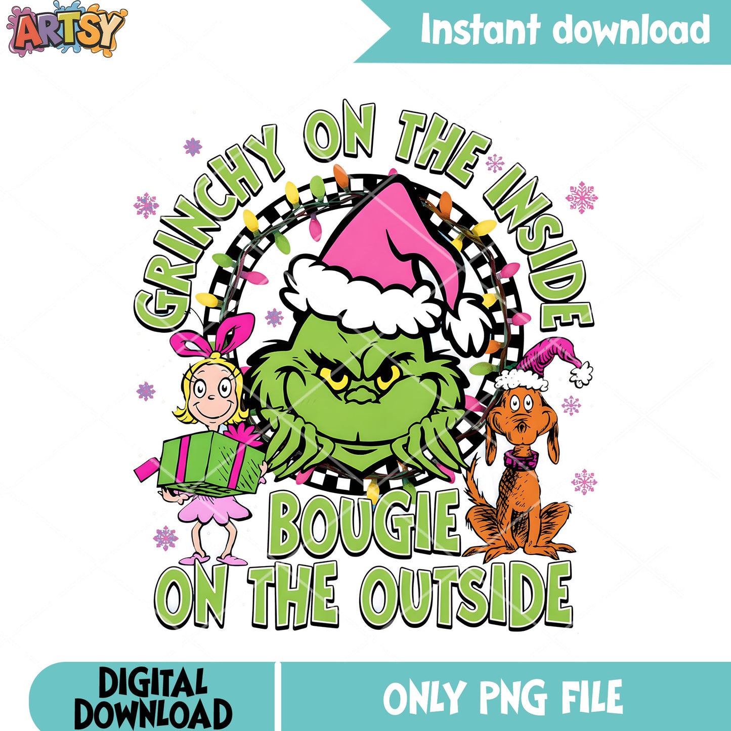 Bougie on the outside png, merry christmas png, lou cindy who png