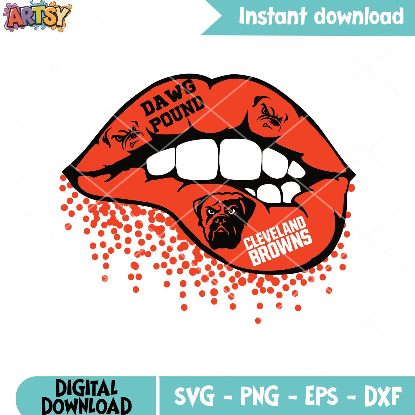 Browns sexy lip bite svg, dawg pound svg, cleveland browns svg