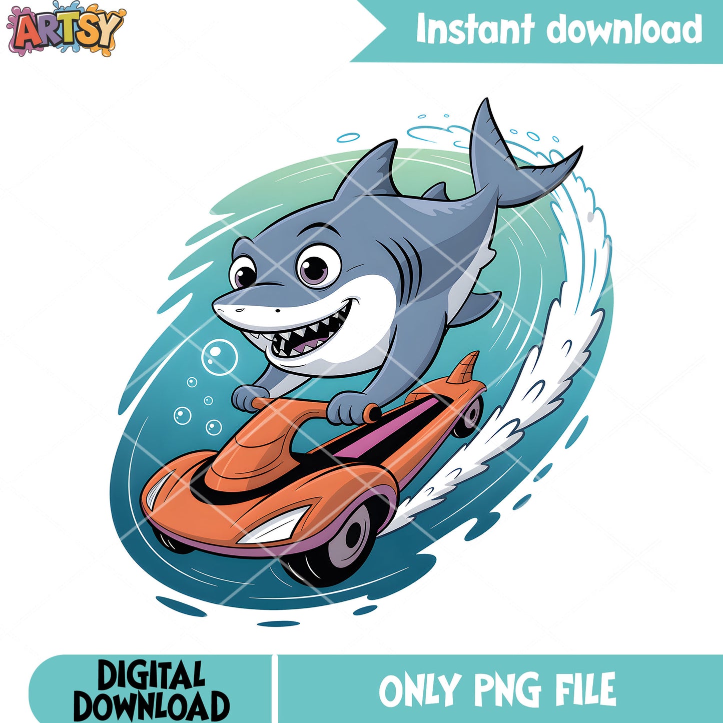 Bruce shark ocean vibes png, disney character png, bruce the shark png